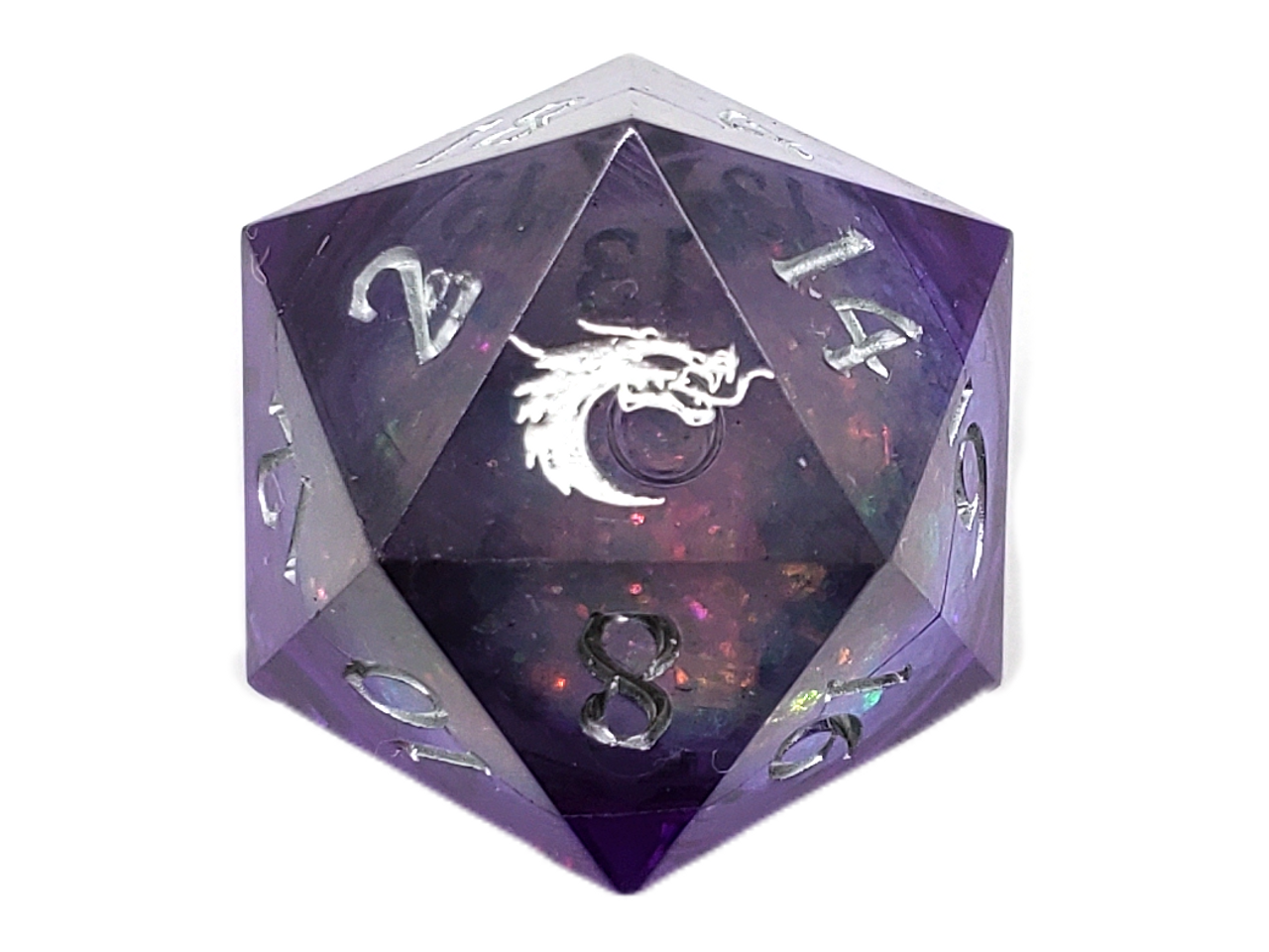 LIQUID INFUSED - Shard Edged Dark Cosmos Fury 35mm D20 Die (32)