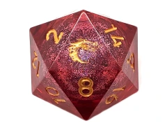 LIQUID INFUSED - Shard Edged Crimson Fury 35mm D20 Die (14)