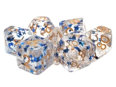 INFUSED - Blue Stars w/Gold Polyhedral 7-Die Set (189)