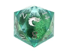 LIQUID INFUSED - Shard Edged Emerald Fury 35mm D20 Die (11)