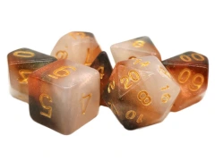 GALAXY - Black Orange & Ivory Polyhedral 7-Die Set (159)