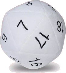 Jumbo D20 White w/Black Plush