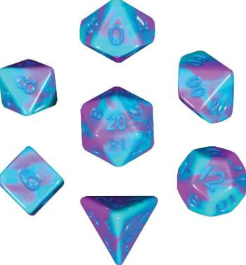 Mini Polyhedral Dice Set Purple/Teal w/Blue