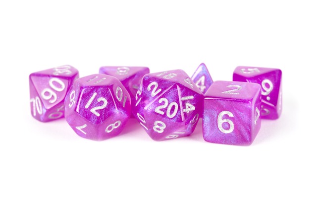 Mini Polyhedral Dice Set Stardust Purple