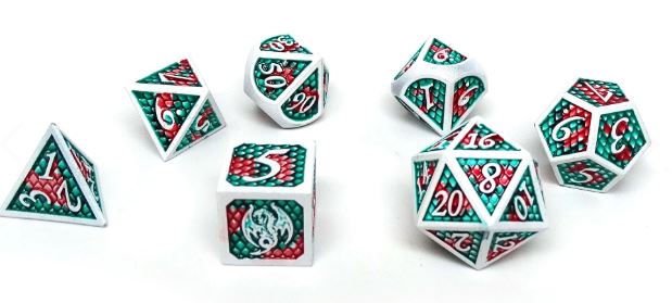 Dragon Scale Metal Dice - Bloody Scales