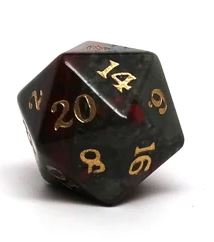 Stone D20 Dice - African Bloodstone - Signature Font