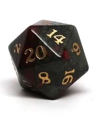 Stone D20 Dice - African Bloodstone - Signature Font