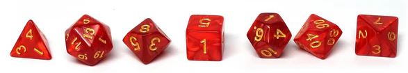 Crimson Marble Dice Collection - 7 Piece Set