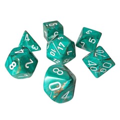 Chessex Marble Oxi-Copper/White Polyhedral 7 Dice Set CHX27403