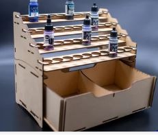 Laser-Cut MDF Paint Rack - Riser/Drawer