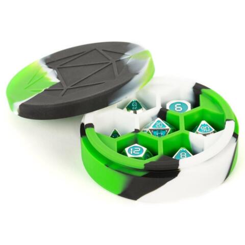 MDG Silicone Round Dice Case - Green/Black/White