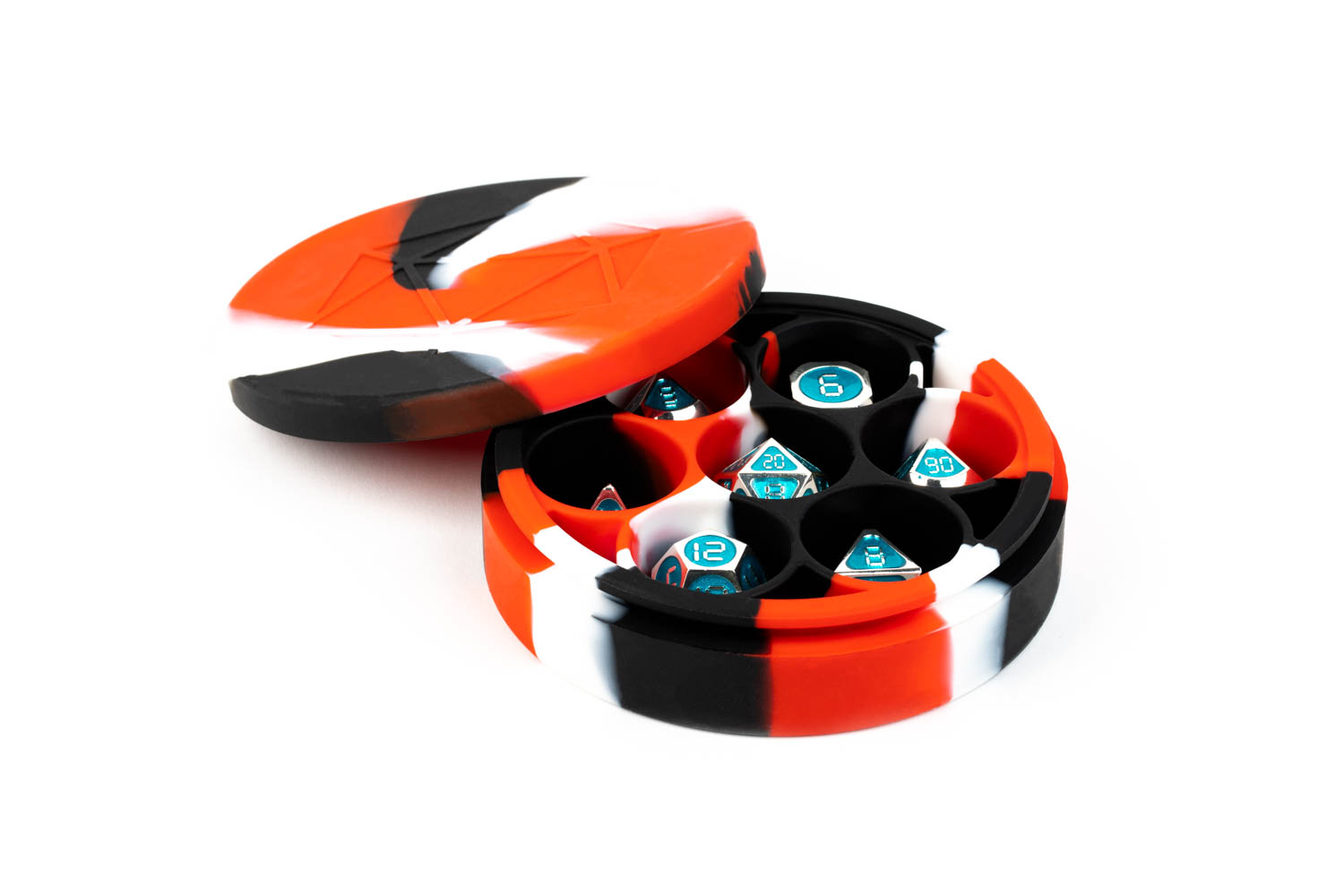 MDG Silicone Round Dice Case - Red/Black/White