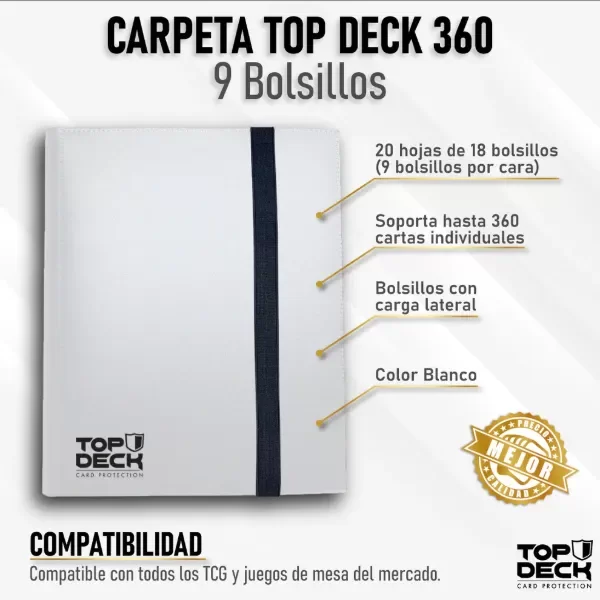 Top Deck: Esencial Binder 360 - 9 Bolsillos - Blanco
