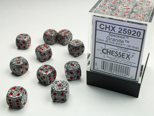 36 Speckled Granite 12mm d6 Block - CHX25920