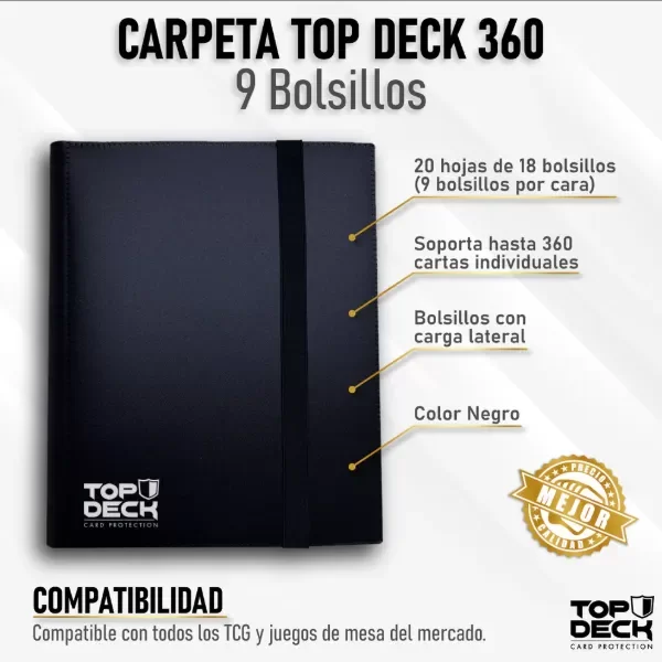 Top Deck: Esencial Binder 360 - 9 Bolsillos - Negro