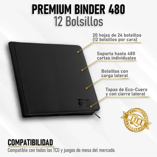 Top Deck: Premium Binder 480 - 12 Bolsillos - Negro