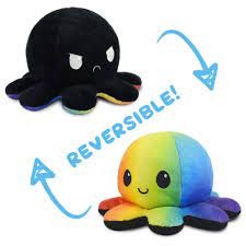 Plushmates: Reversible Octopus (Black/Rainbow)
