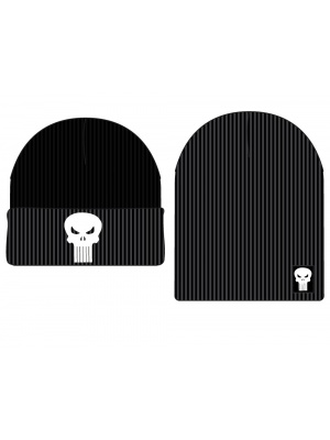 MARVEL - PUNISHER - Reversible Black Embroidered Cuff Beanie