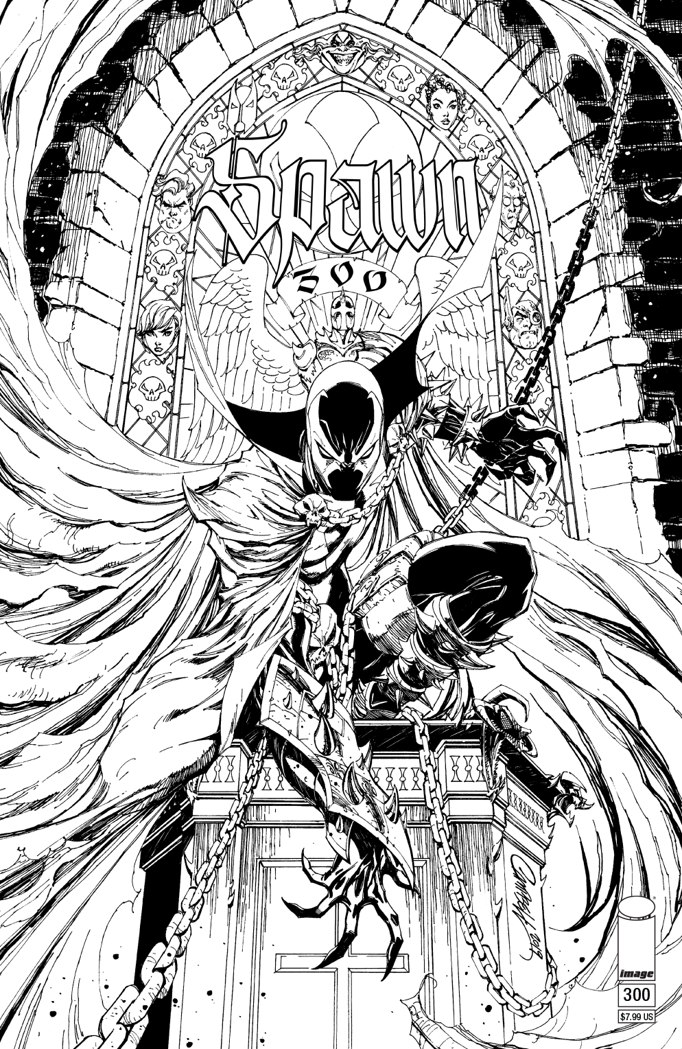 Spawn #300 Cover N J Scott Campbell B/W Variant