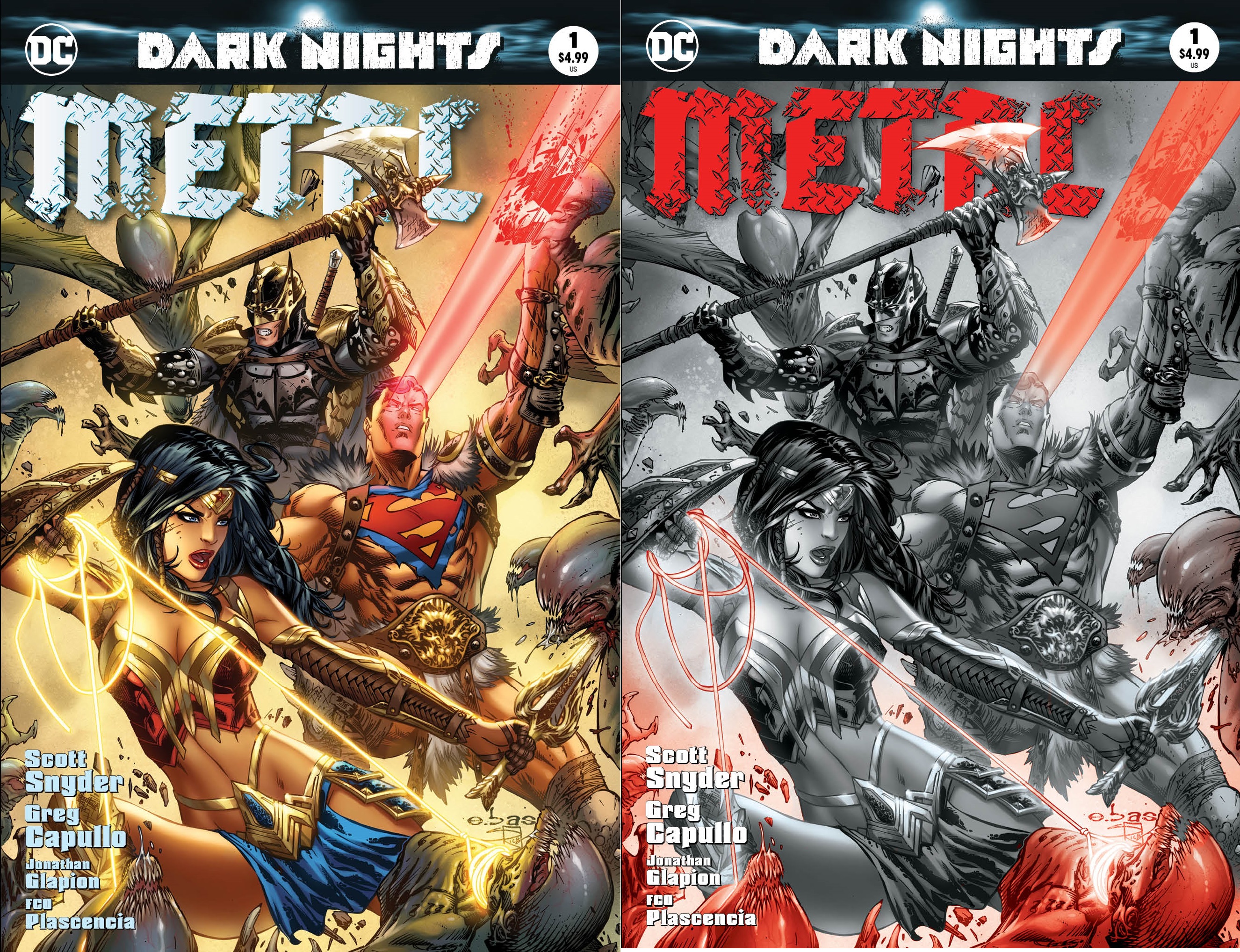 Dark Nights Metal #1 Most Good Exclusive EBAS Color & B/W Variant Set