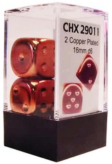 2 Copper Plated 16mm D6 Dice