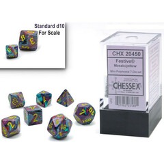 Chessex Mini Dice Set: Festive - Mosaic w/ Yellow (7) - CHX20450