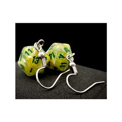 Chessex Dice: D20 Mini Hook Earrings Marble Green Dark Green CHX54203