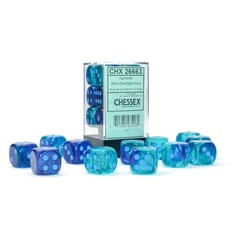 Chessex Dice: 16mm D6 12ct Luminary (black light reactive) Gemini Blue Light Blue CHX26663