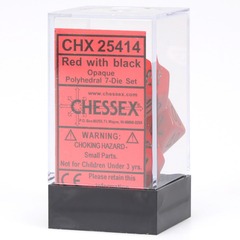 Chessex Dice: 7 Set Polyhedral Opaque Red Black CHX25414