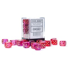 Chessex Dice: 12mm D6 36ct Gemini Translucent Red Violet Gold CHX26867