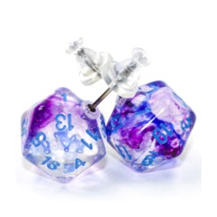 Chessex Dice: D20 Mini Stud Earrings Nebula Nocturnal Blue CHX54510