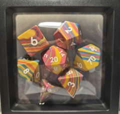 Dice Set: 7 Set Polyhedral Stone Striped Turquoise multi-color MM775