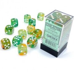 Chessex Dice: 16mm D6 12ct Luminary (black light reactive) Nebula Spring White CHX27755