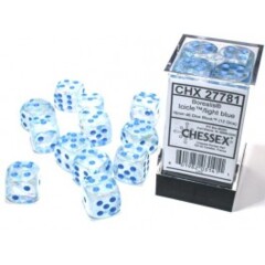 Chessex Dice: 16mm D6 12ct Luminary (black light reactive) Borealis Icicle Light Blue CHX27781