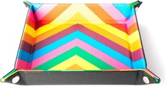 FanRoll Dice: Fold Up Dice Tray 10x10 Leather Rainbow Chevron 534