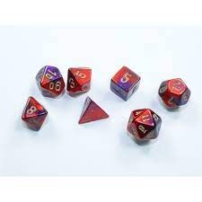 Chessex Dice: 7 Set Polyhedral Mini Gemini Purple Red Gold CHX20626