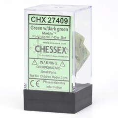 Chessex Dice: 7 Set Polyhedral Marble Green Dark Green CHX27409