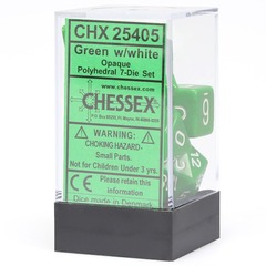 Chessex Dice: 7 Set Polyhedral Opaque Green White CHX25405