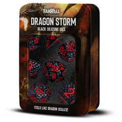 FanRoll Dice: 7 Set Polyhedral Dragon Storm Silicone Black Dragon 10933