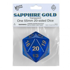 Koplow Games: 55mm D20 Countdown Transparent Sapphire Gold KPL18141