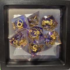 Dice Set: 7 Set Polyhedral Sharp Edge Resin One Ring Purple MM769