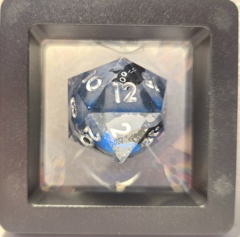 Dice Set: D20 Sharp Edge Resin Liquid Core Blue Sparkles with Black Cats MM765