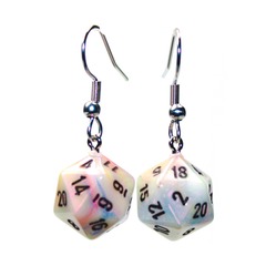 Chessex Dice: D20 Mini Hook Earrings Festive Circus Black CHX54206