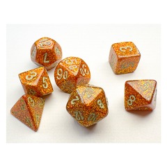 Chessex Dice: 7 Set Polyhedral Mini Glitter Gold Silver CHX20503