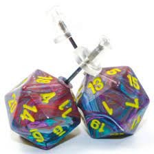 Chessex Dice: D20 Mini Stud Earrings Festive Mosaic Yellow CHX54507