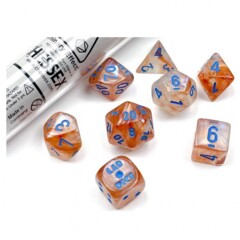 Chessex Dice: 7 Set Polyhedral Lab Dice Tube Borealis Rose Gold Light Blue CHX30045 (OOP)