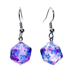 Chessex Dice: D20 Mini Hook Earrings Nebula Nocturnal Blue CHX54210