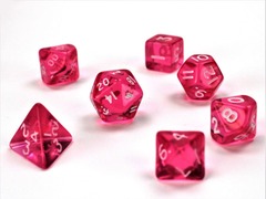 Chessex Dice: 7 Set Polyhedral Mini Translucent Pink White CHX20384