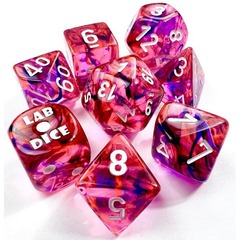 Chessex Dice: 7 Set Polyhedral Lab Dice Tube Nebula Black Light Special White CHX30057