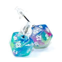 Chessex Dice: D20 Mini Stud Earrings Festive Waterlily White CHX54509